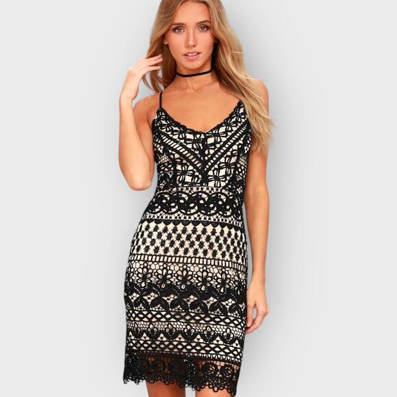 Lulus Enchanted Love Black Lace Dress XS Bodycon V Neck Romantic Gothic Cocktail - Picture 7 of 11